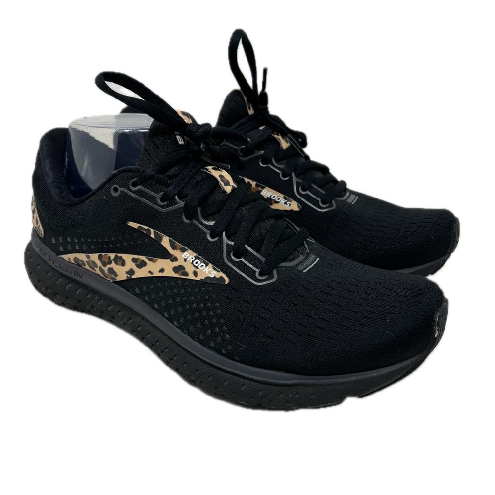 Brooks Glycerin 18 Black and Leopard Print Running Shoes Sneakers 9